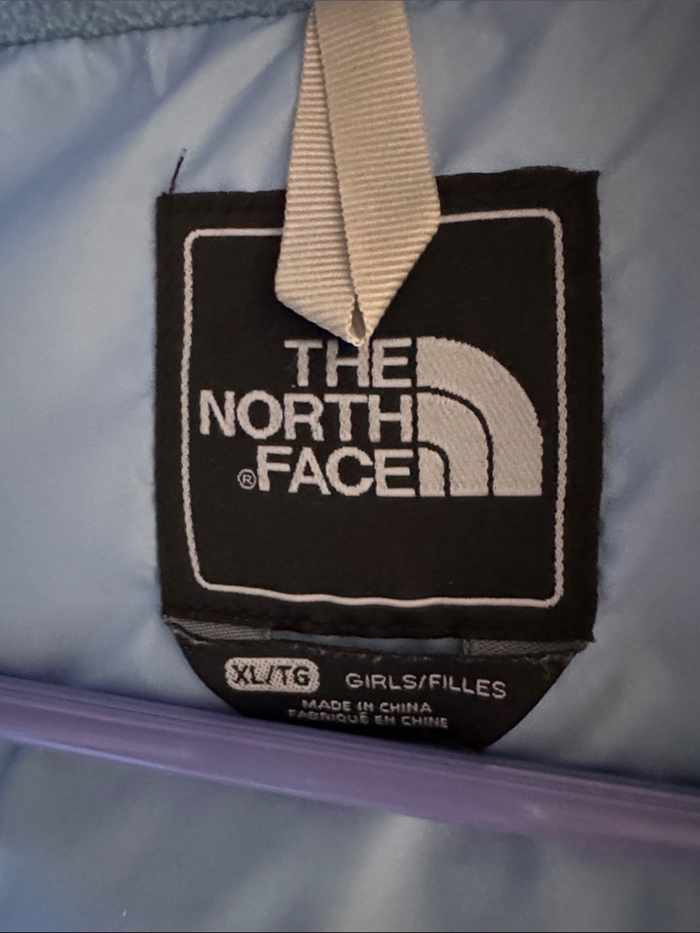 The North Face Girls XL/TG Pale Blue Quilted Puffer Jacket - Picture 4 of 4